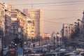 Bucharest center in a frozen morning